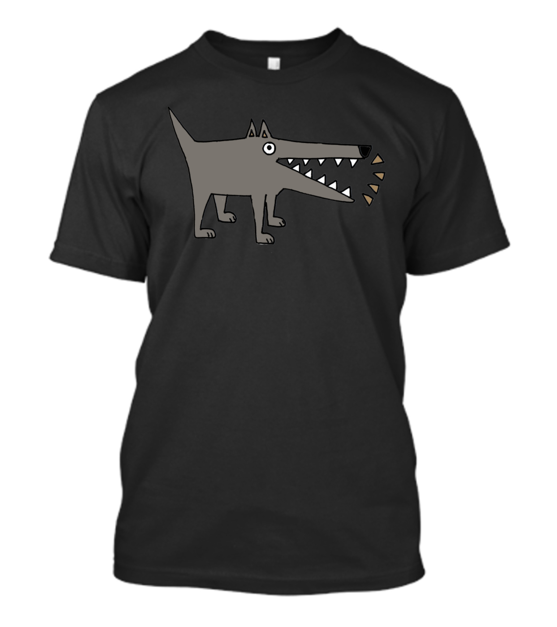 Funny Gray Dog With Sharp Teeth Barking T-Shirt