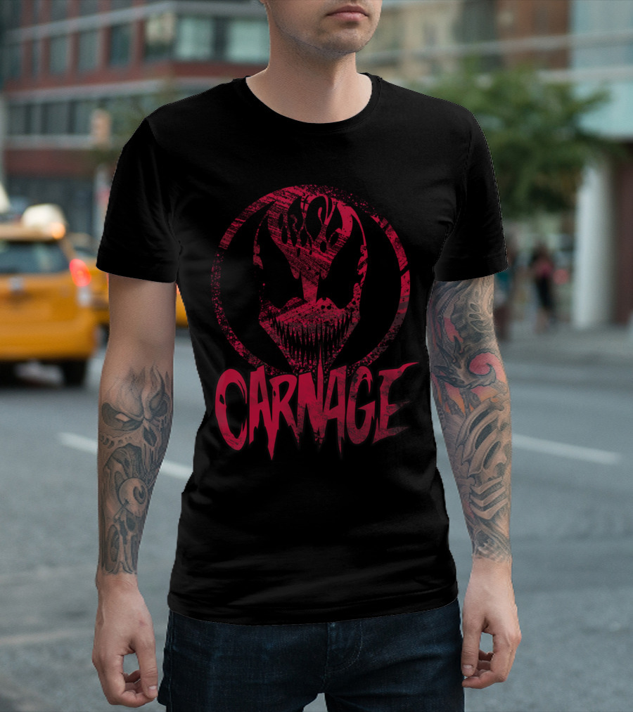 Carnage Mask Red Circle Villain Face T-Shirt