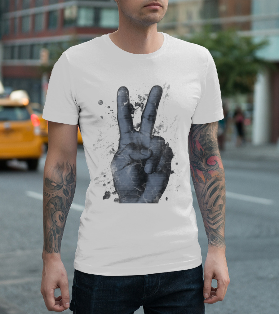 Peace Fingers Hand Gesture Iconic T-Shirt