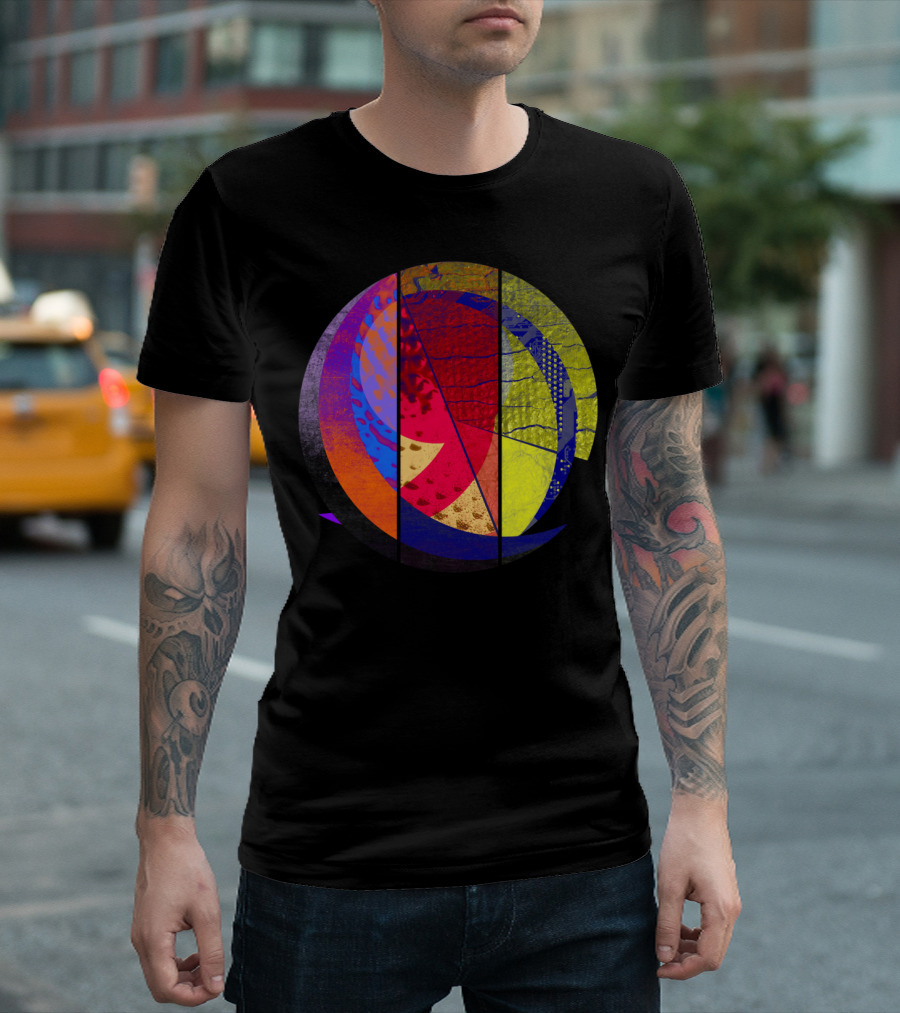 Human Sun Colorful Geometric Abstract Circle T-Shirt