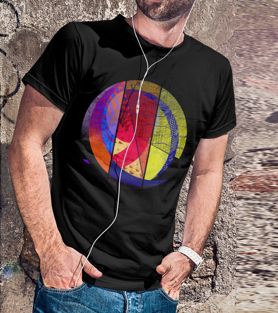Human Sun Colorful Geometric Abstract Circle T-Shirt