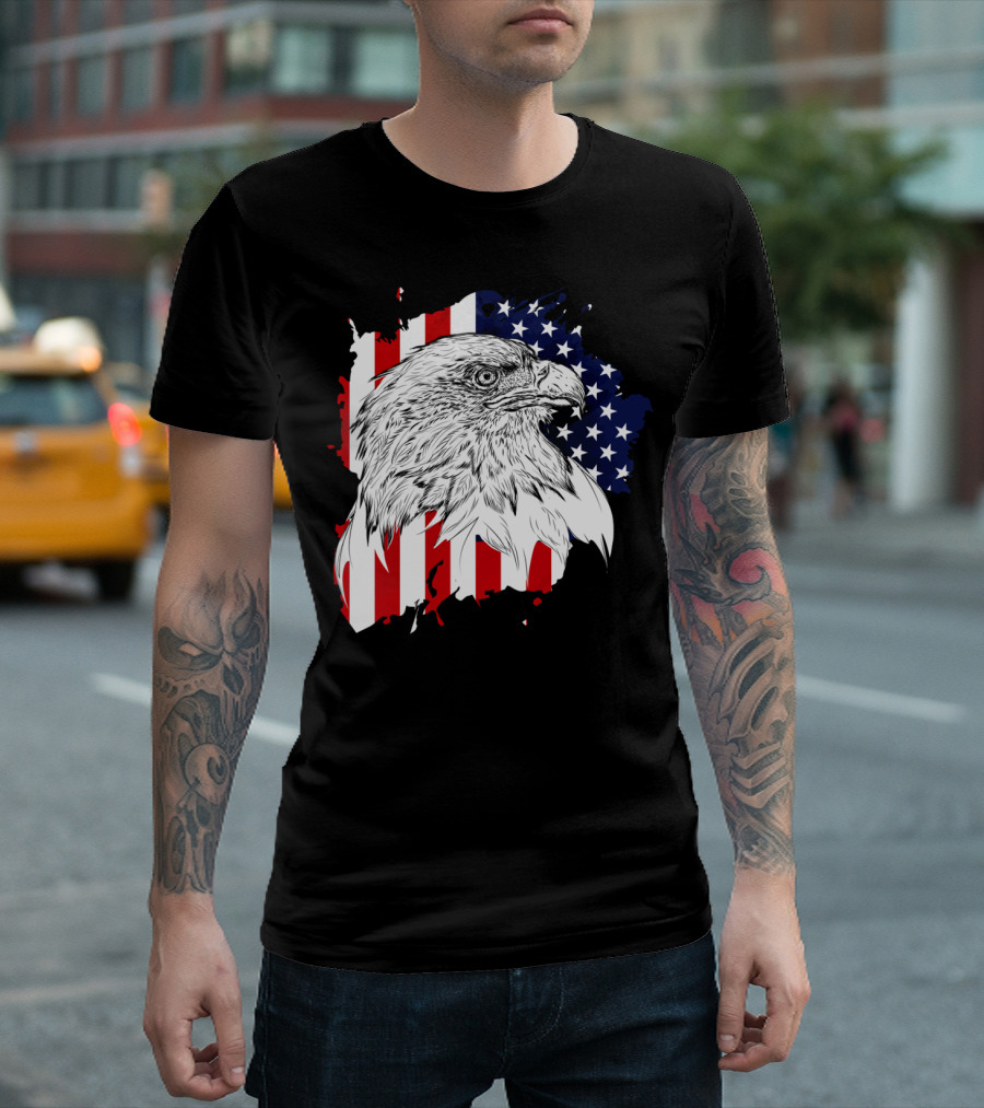 American Bald Eagle Stars And Stripes Flag T-Shirt