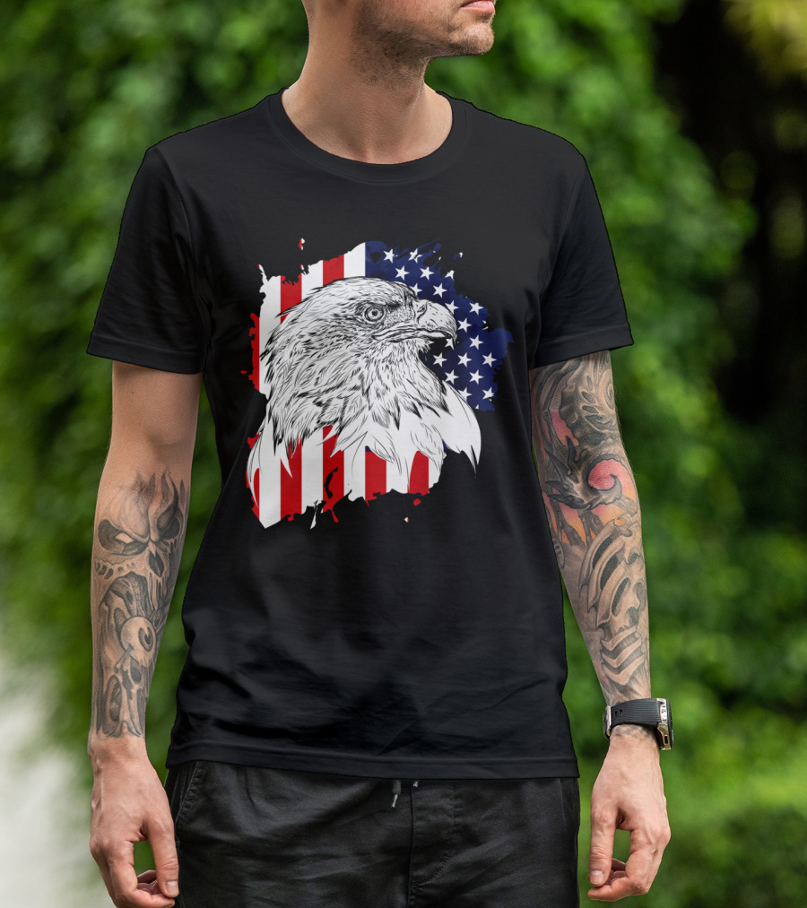American Bald Eagle Stars And Stripes Flag T-Shirt
