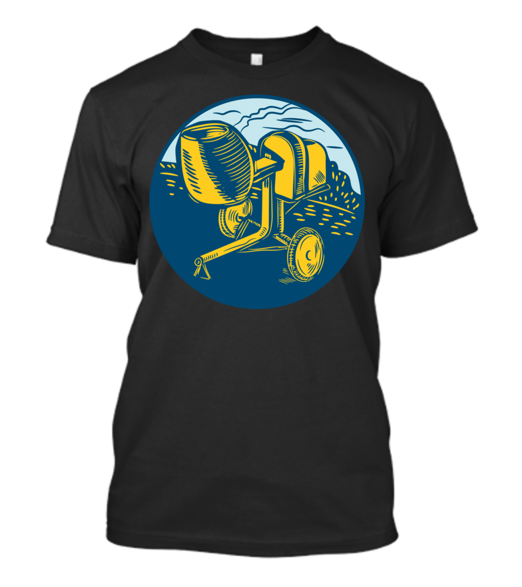 Concrete Mixer Modern Landscape Circle Woodcut T-Shirt