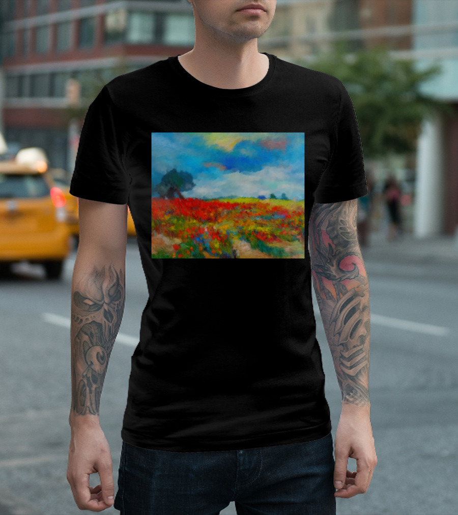 Peaceful Impressions Vivid Landscape of Colorful Fields T-Shirt