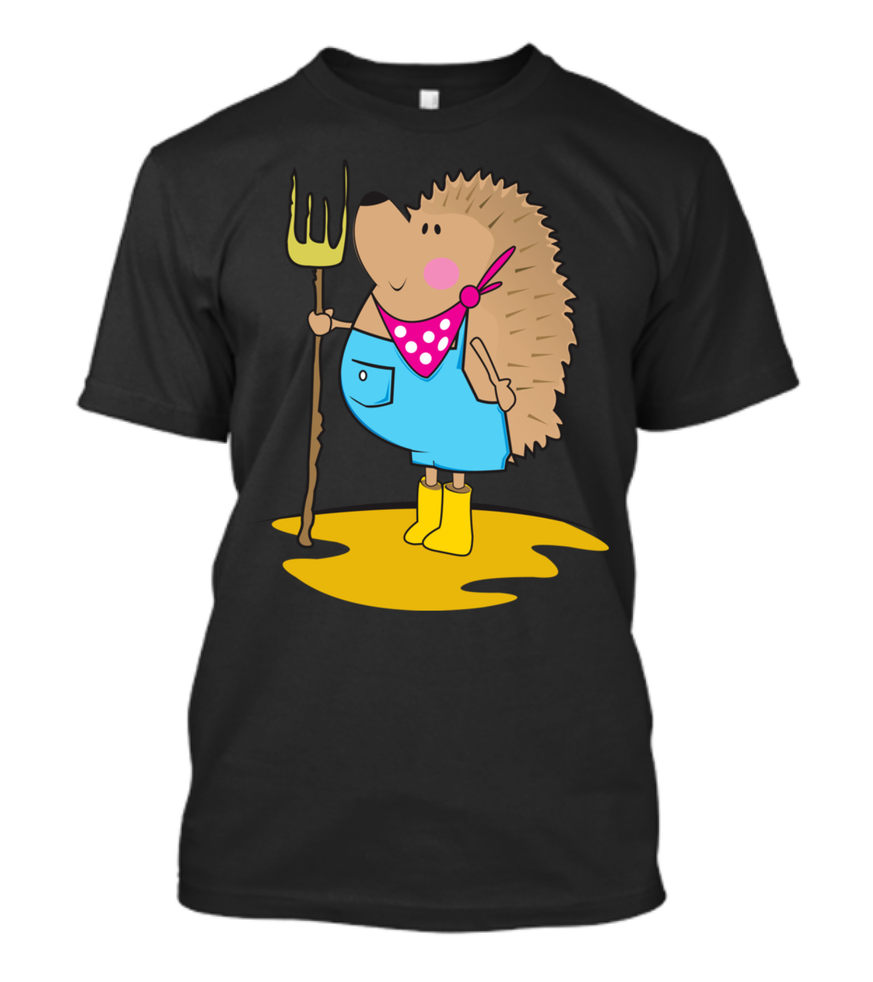 Farm Life Hedgehog Pitchfork Boots T-Shirt
