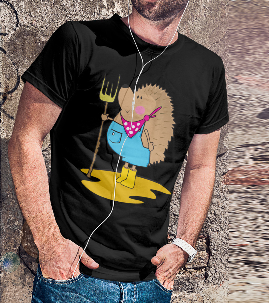 Farm Life Hedgehog Pitchfork Boots T-Shirt