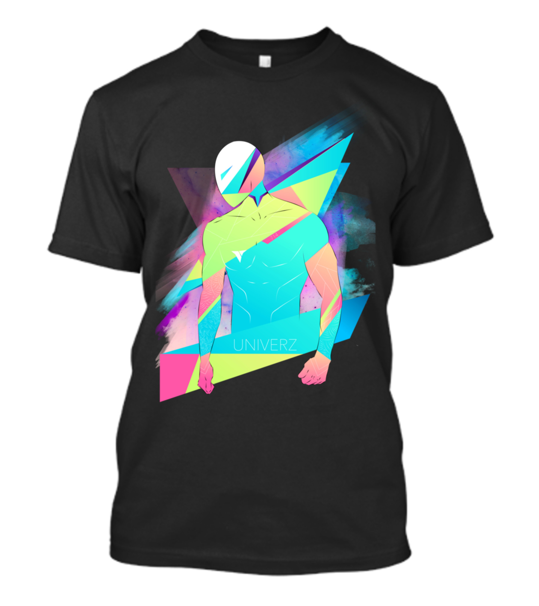 Human Univerz Geometric Neon Abstract T-Shirt