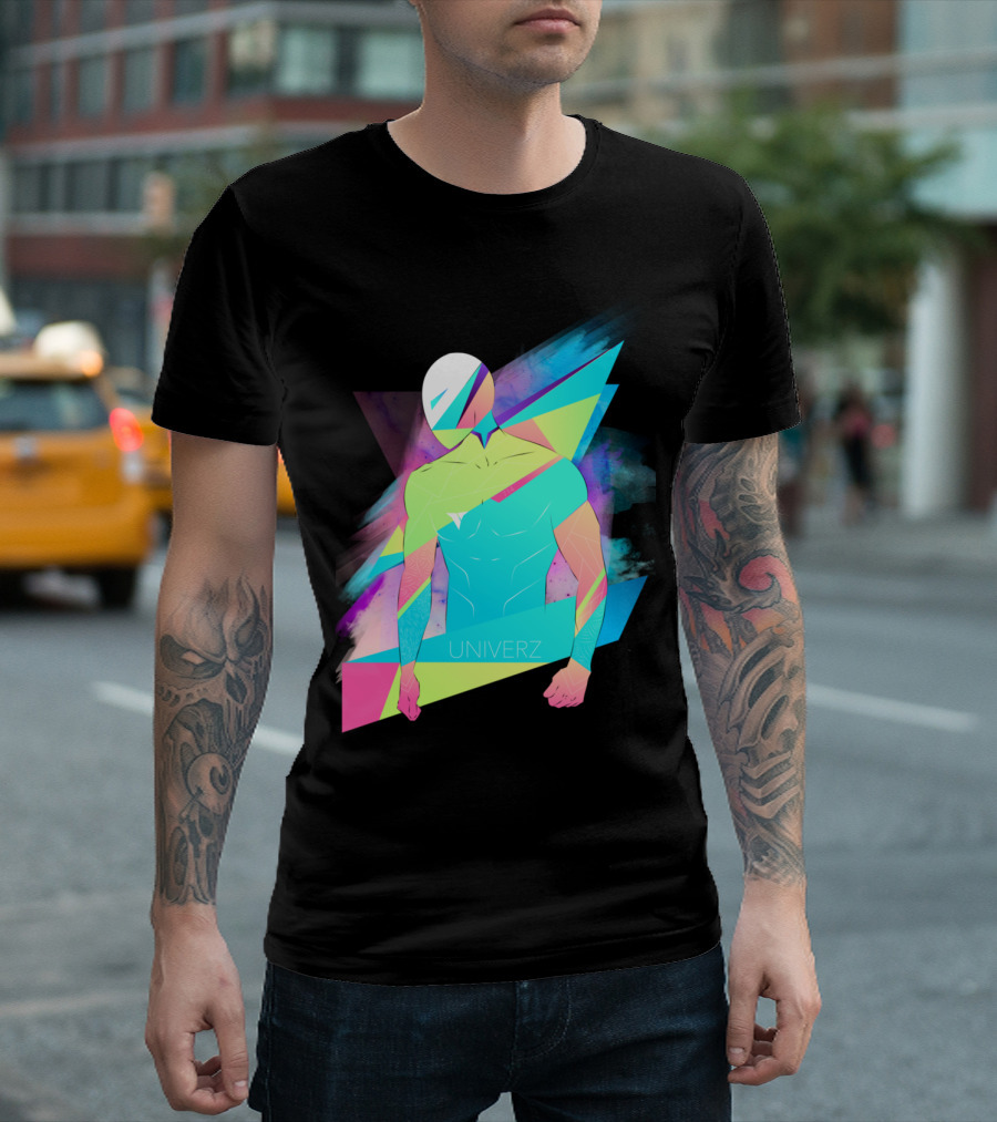 Human Univerz Geometric Neon Abstract T-Shirt