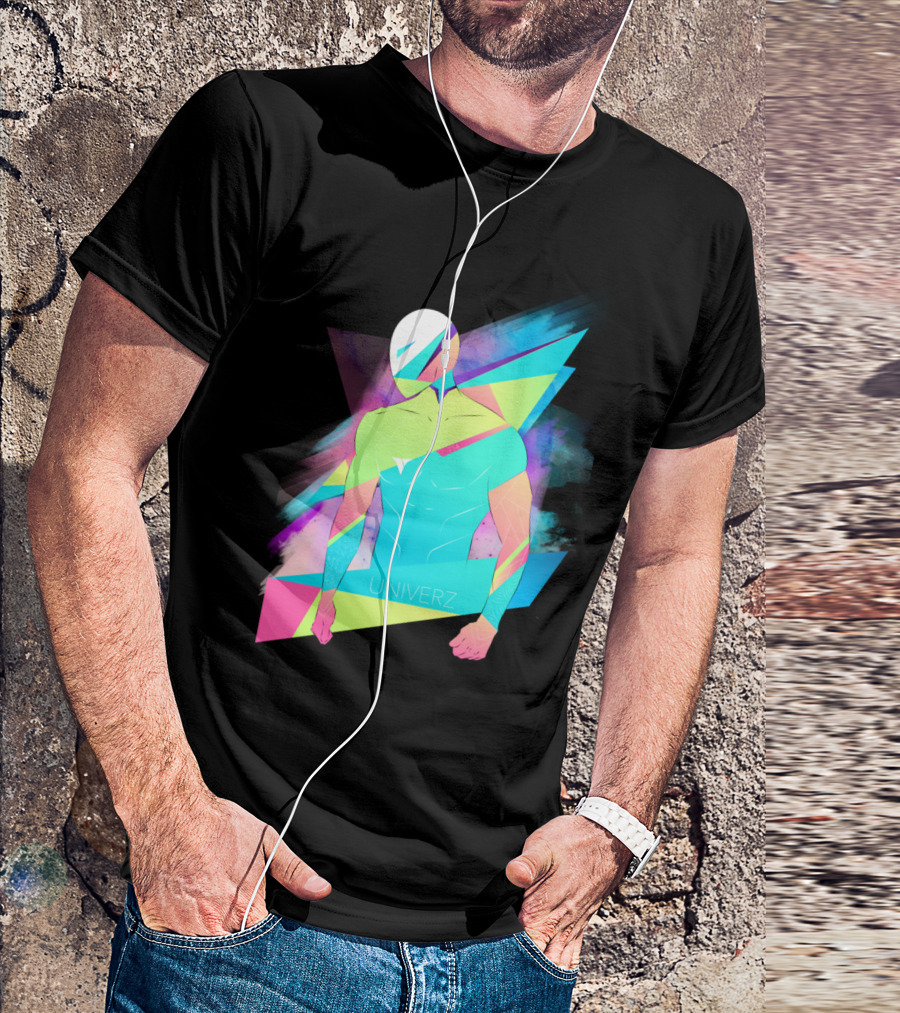 Human Univerz Geometric Neon Abstract T-Shirt