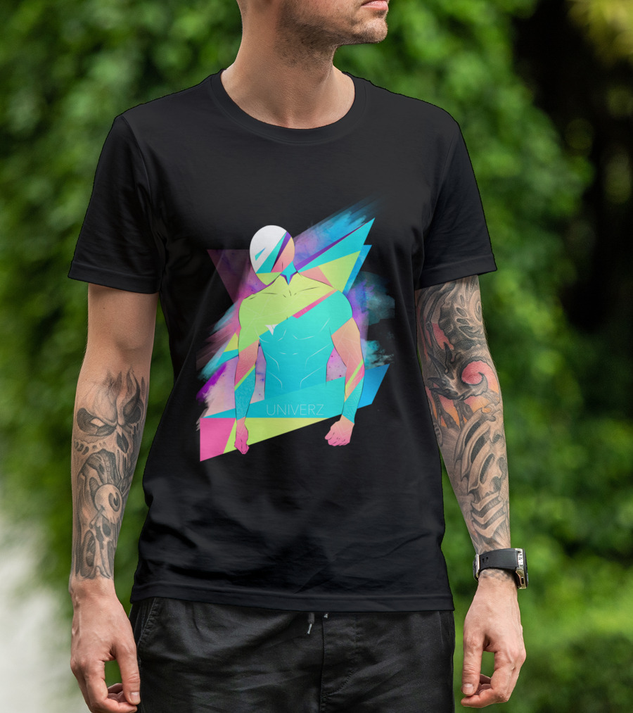 Human Univerz Geometric Neon Abstract T-Shirt