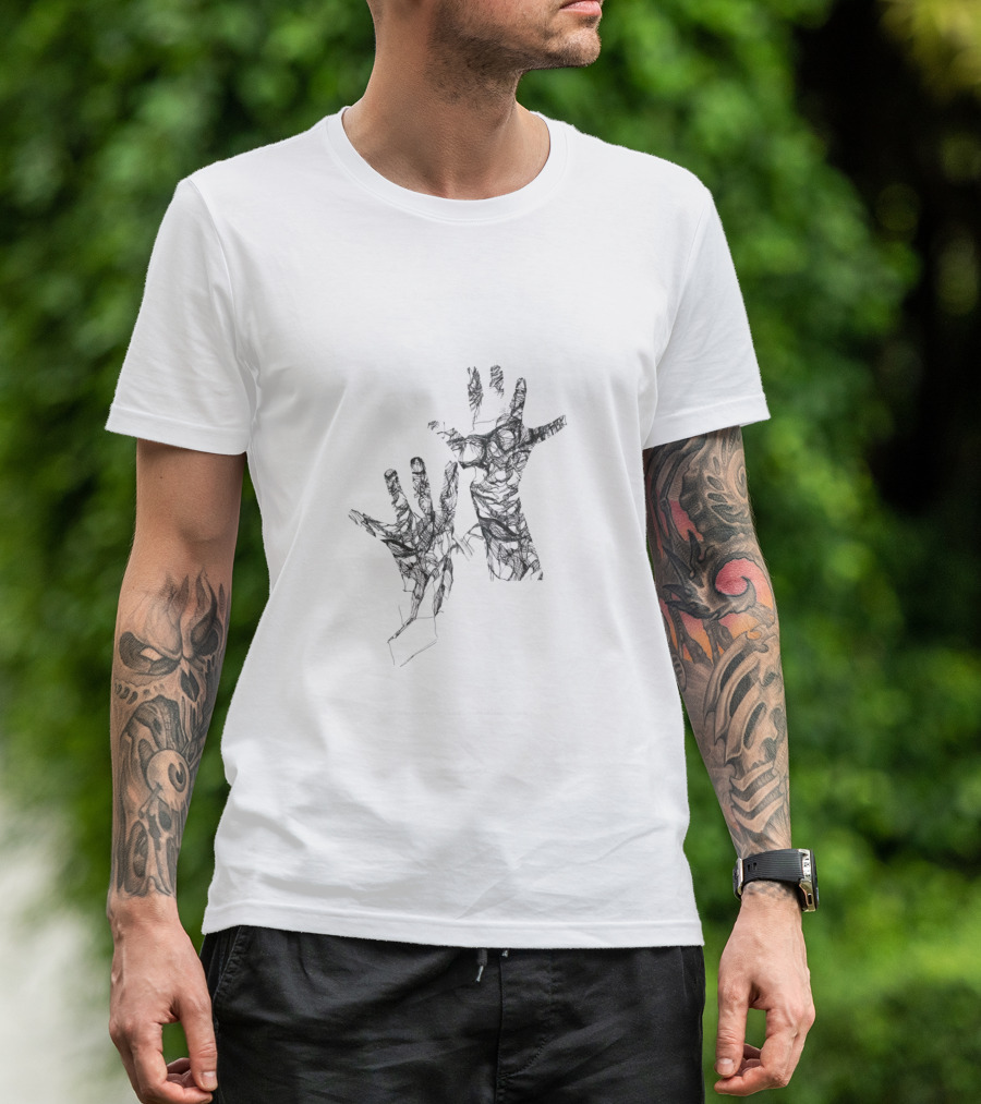 Human Touch Intricate Hand Sketch T-Shirt