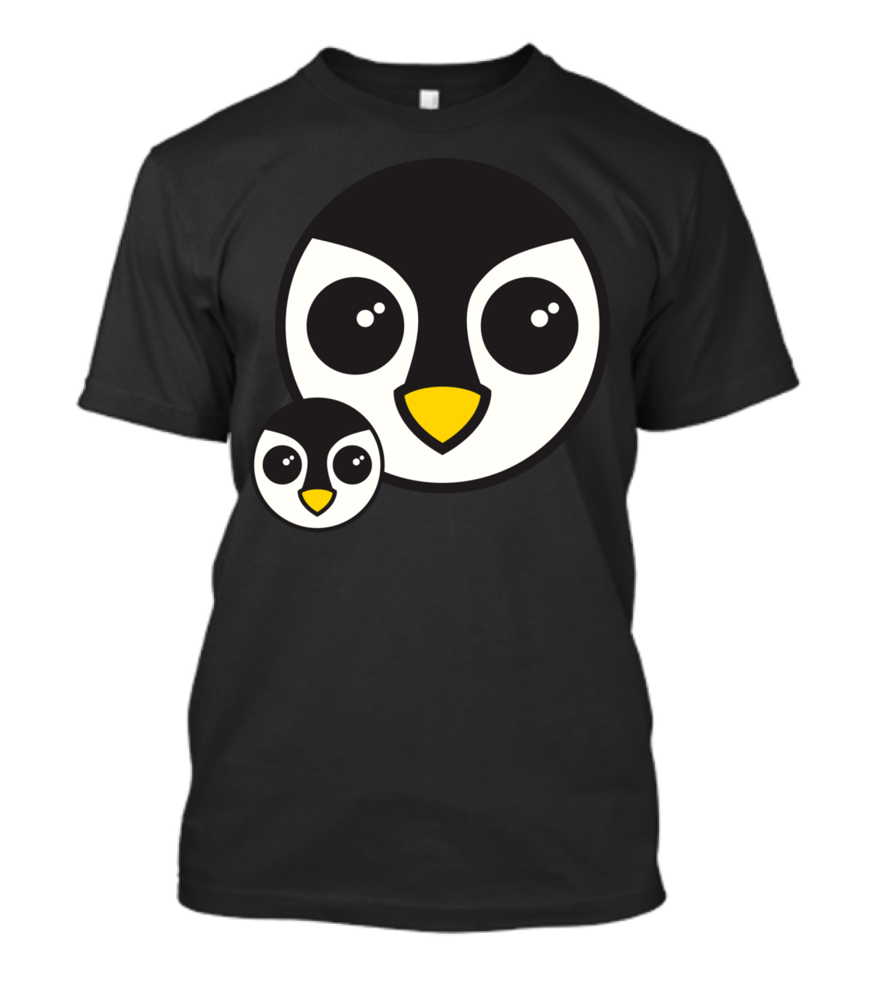 Penguin Cute Large Face Adorable Cartoon Duo T-Shirt