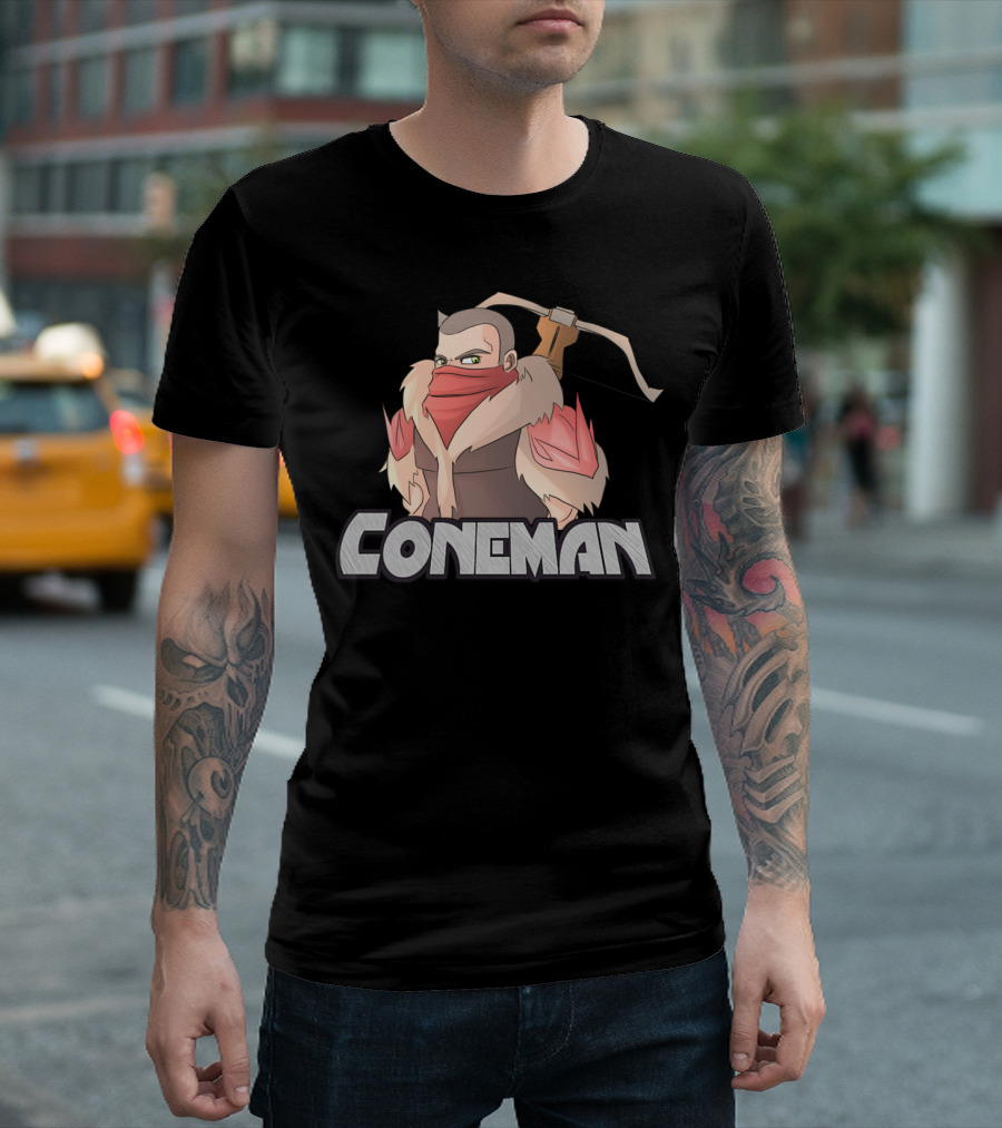 Coneman Gaming Archer Character With Bow And Fur Collar T-Shirt