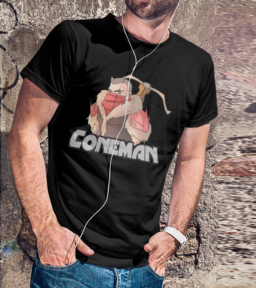 Coneman Gaming Archer Character With Bow And Fur Collar T-Shirt