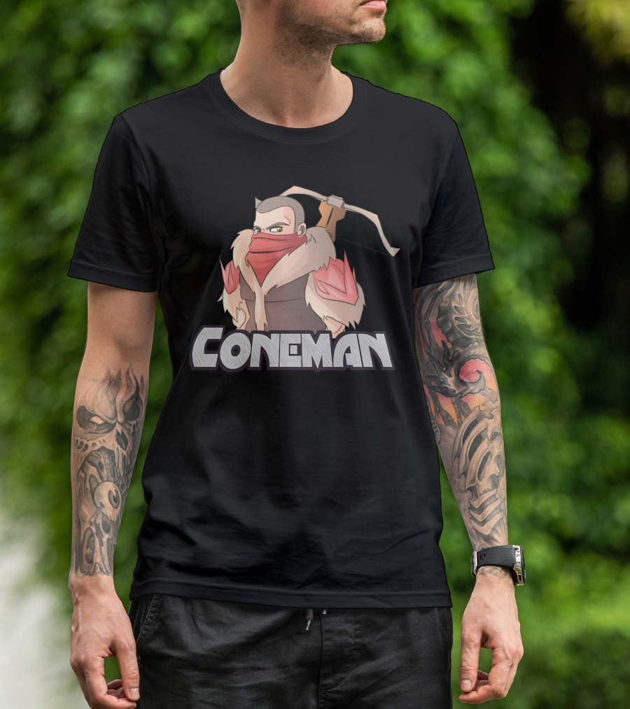 Coneman Gaming Archer Character With Bow And Fur Collar T-Shirt