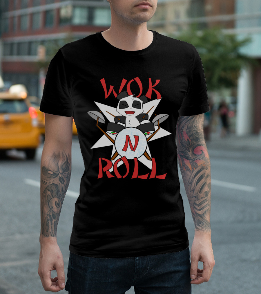 Wok N Roll Panda Drumsticks Star Setup T-Shirt