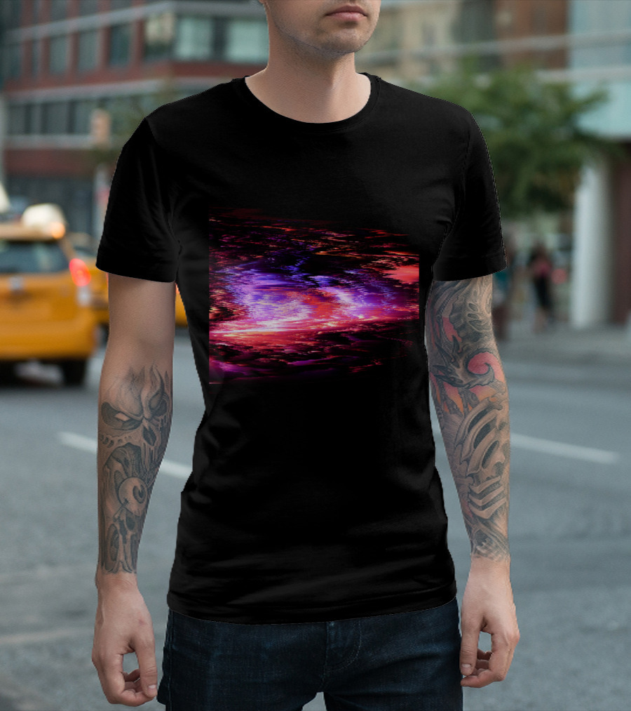 Big Bang Cosmic Explosion Digital Glitch Aesthetic T-Shirt