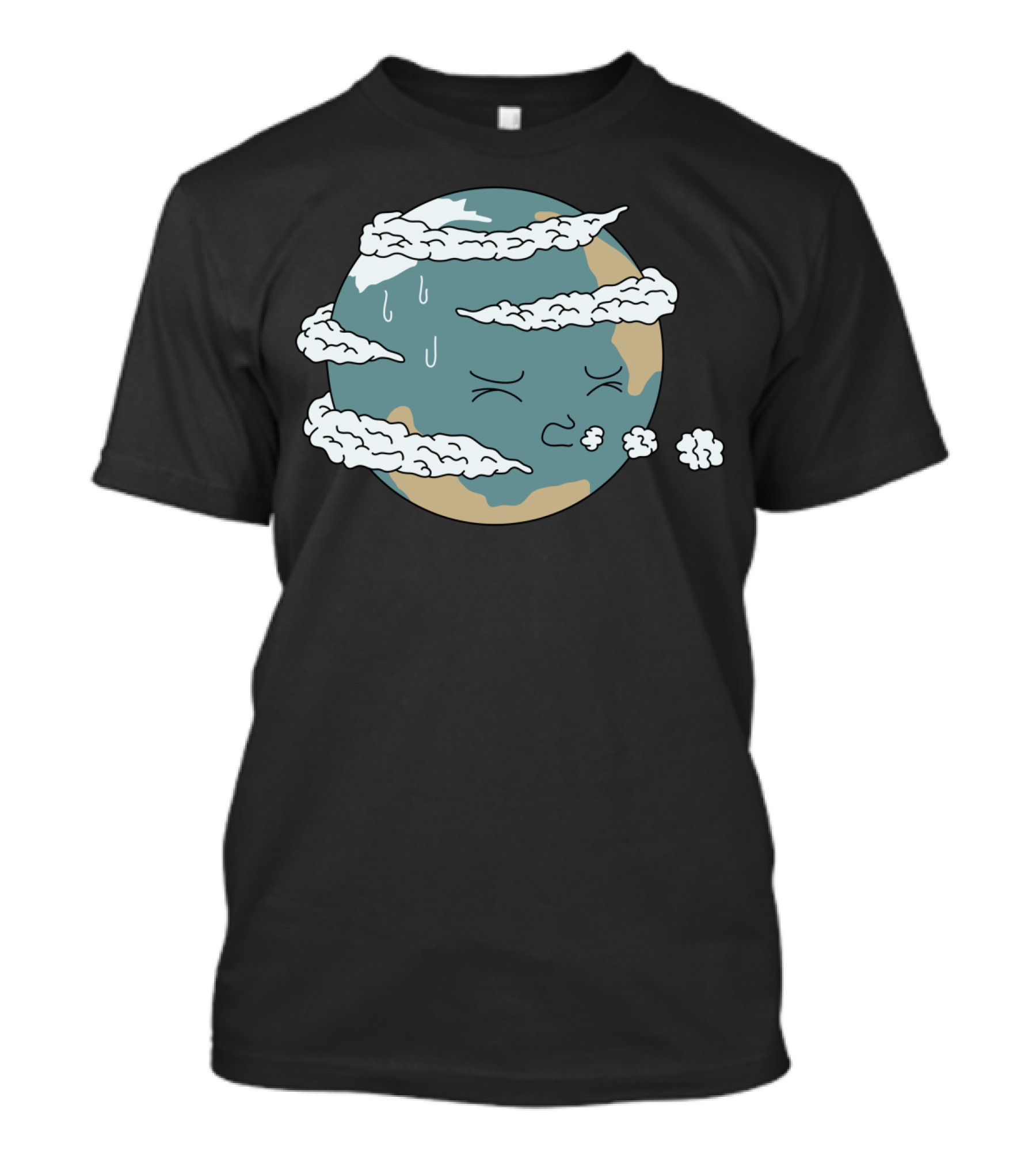 Humanity Earth Cloud Face With Raindrops And Expressions T-Shirt
