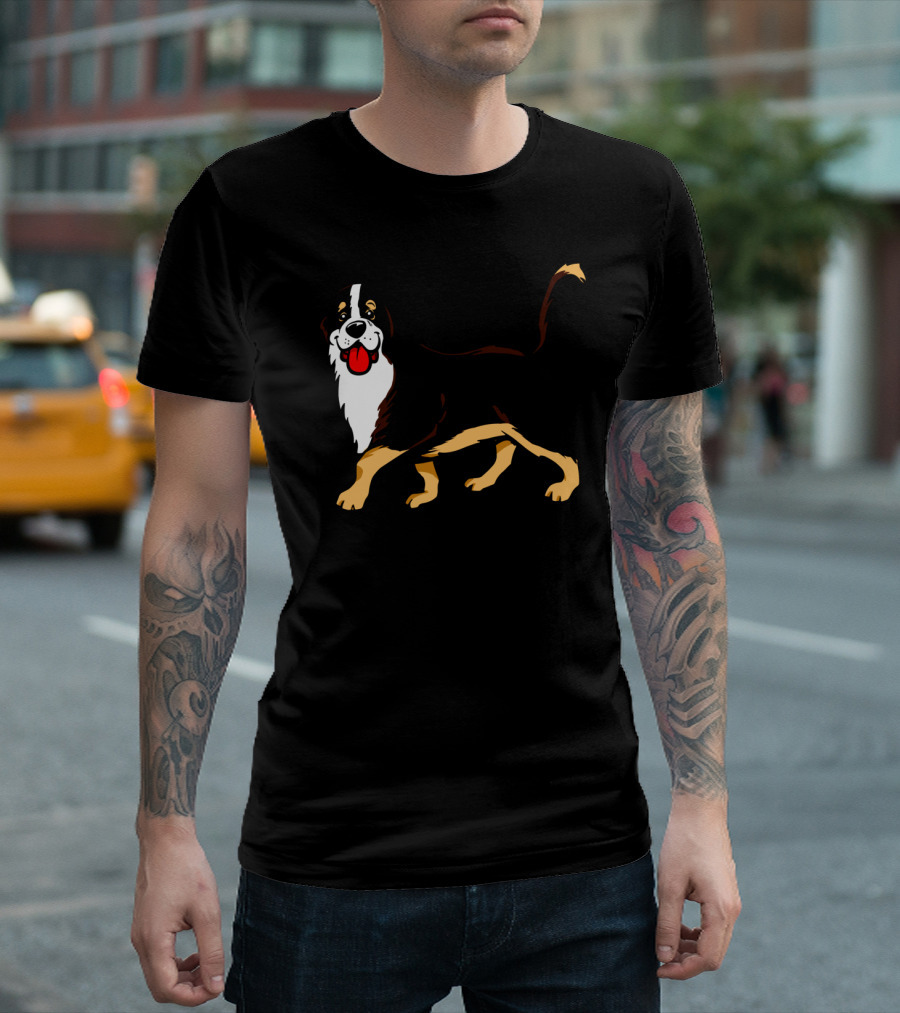 Cartoon Bernese Dog Playful Pose T-Shirt