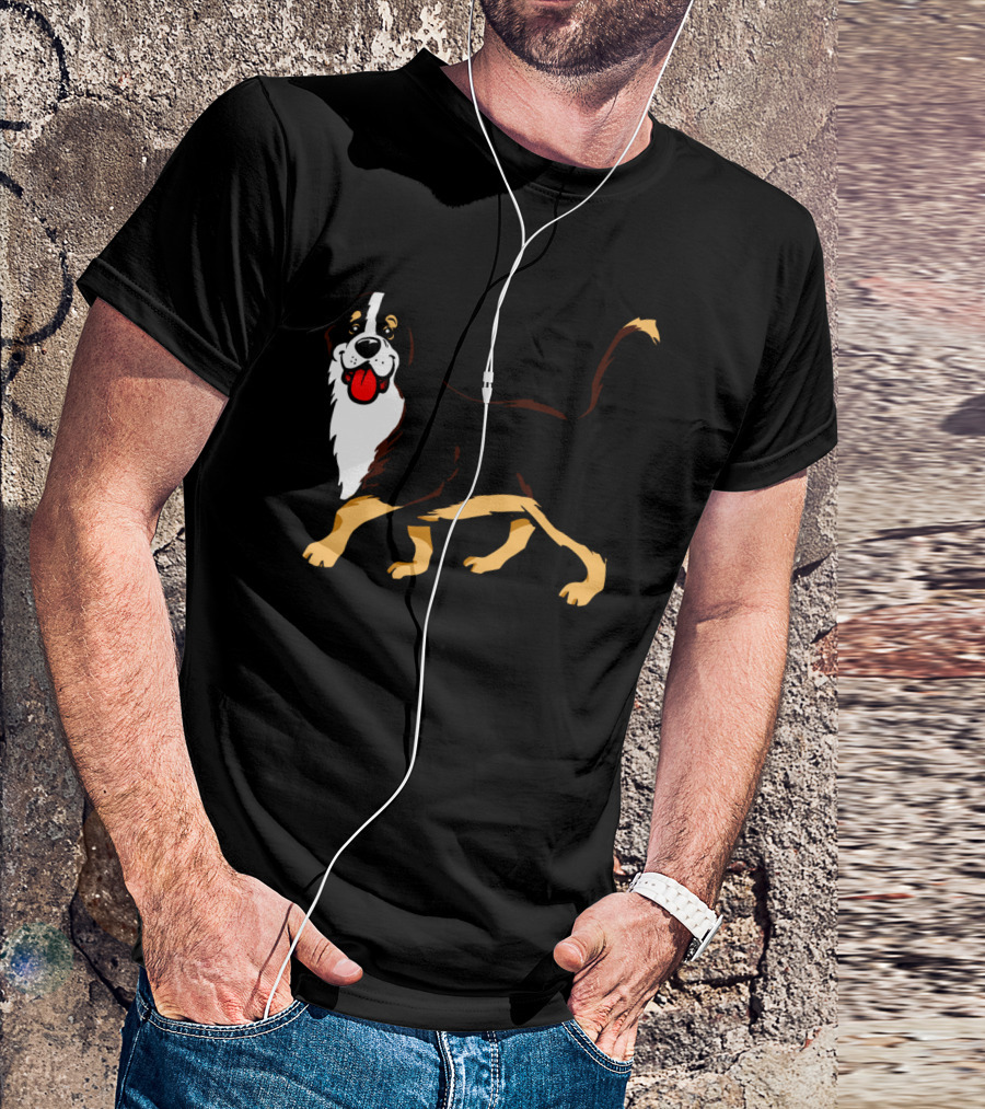 Cartoon Bernese Dog Playful Pose T-Shirt