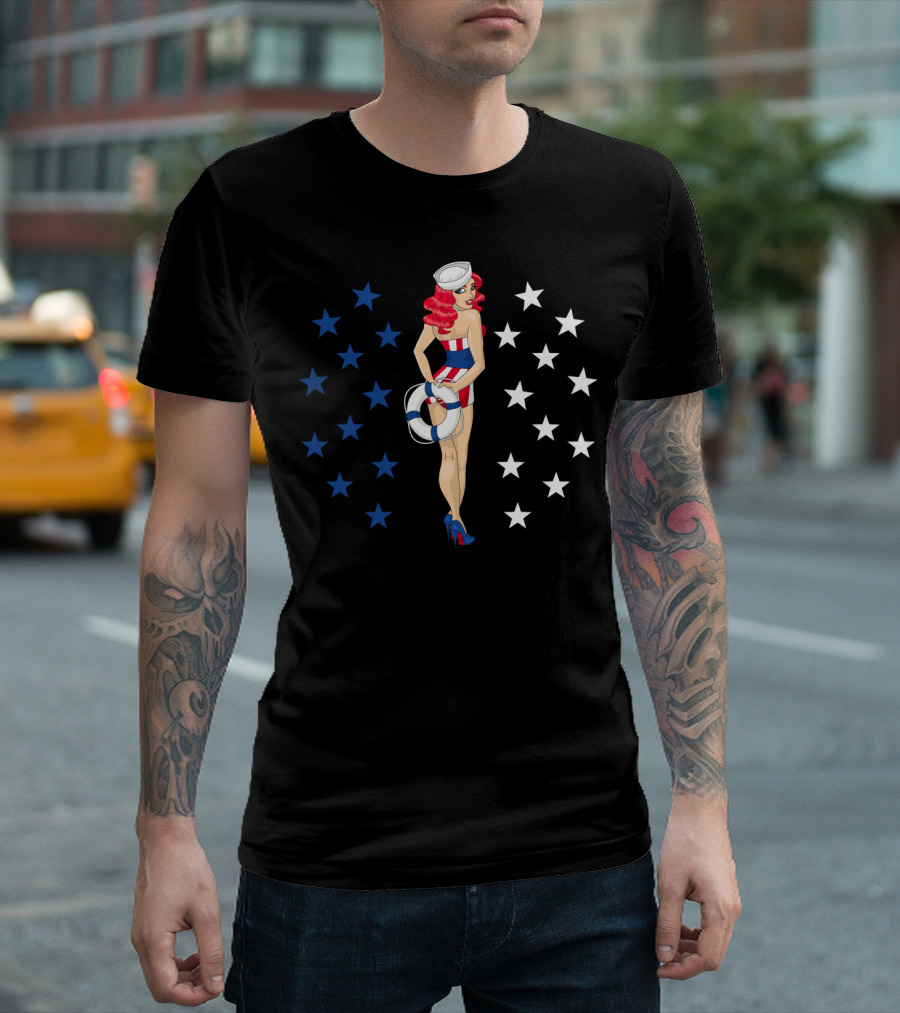 Independence Girl Sailor Pin-Up Stars T-Shirt
