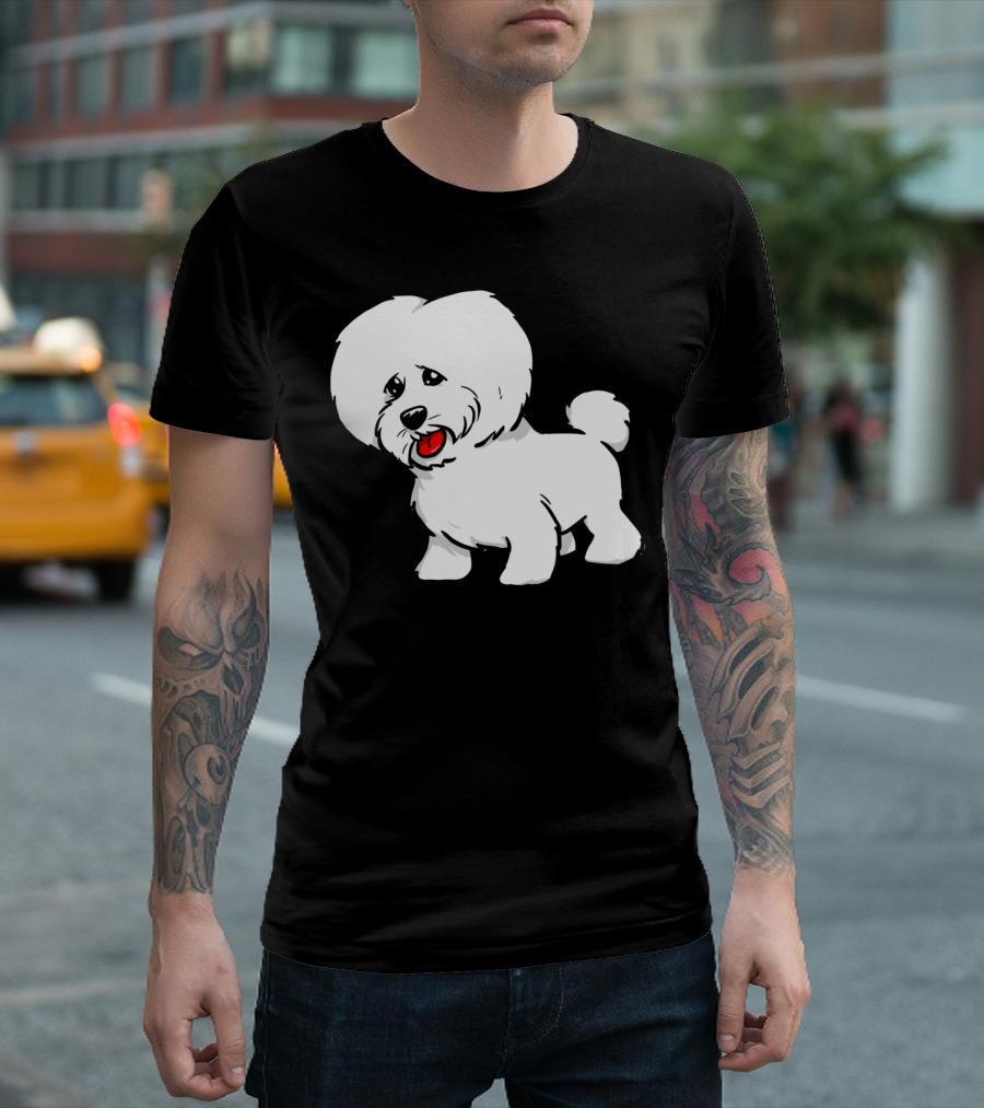 Cartoon Bichon Frise Dog Happy Expression T-Shirt