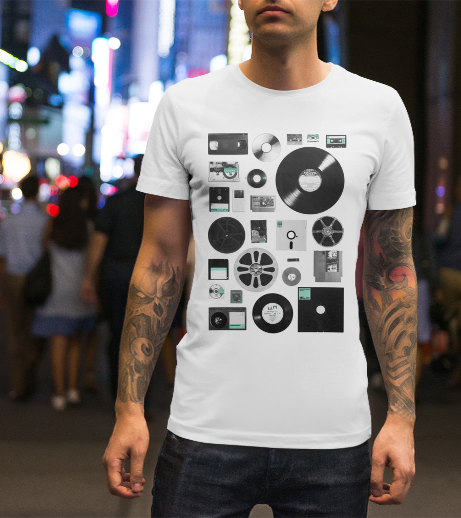 Data Vinyl Cassette CD Reel Tape Collection T-Shirt