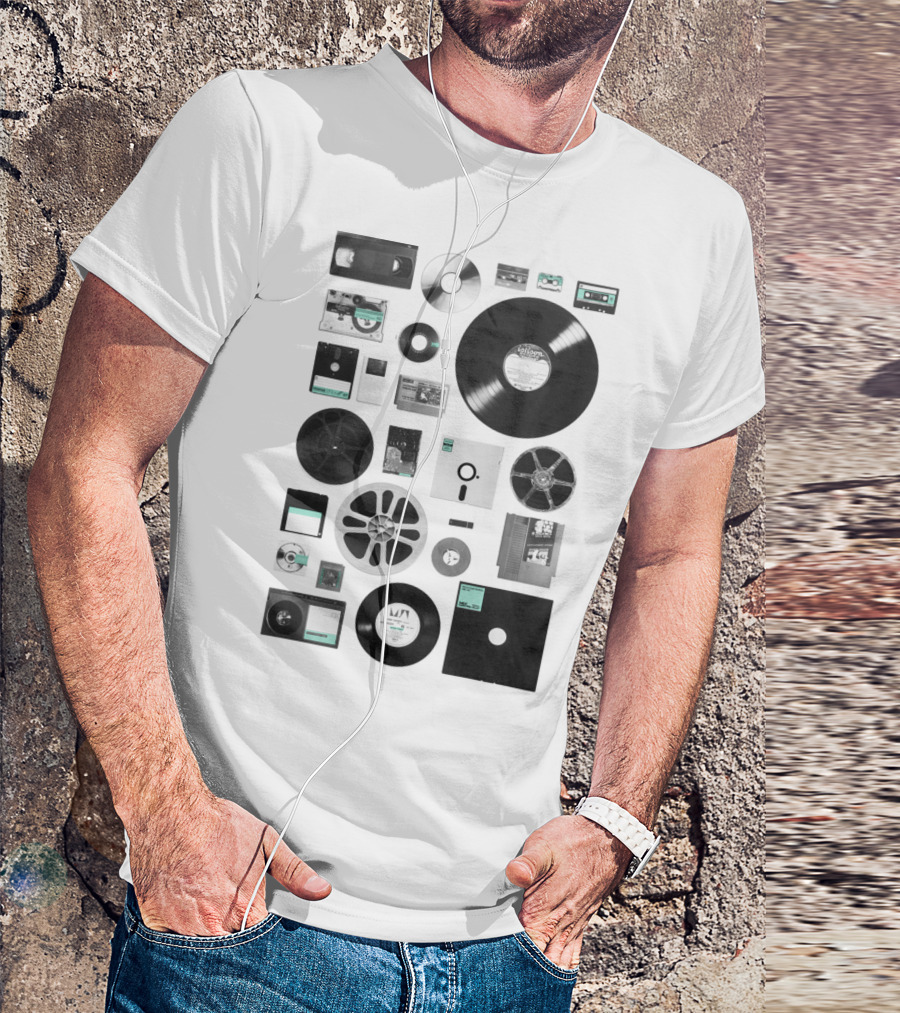 Data Vinyl Cassette CD Reel Tape Collection T-Shirt
