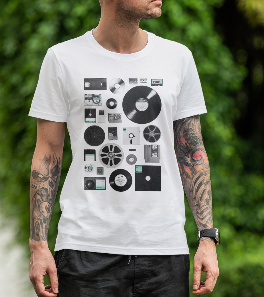 Data Vinyl Cassette CD Reel Tape Collection T-Shirt