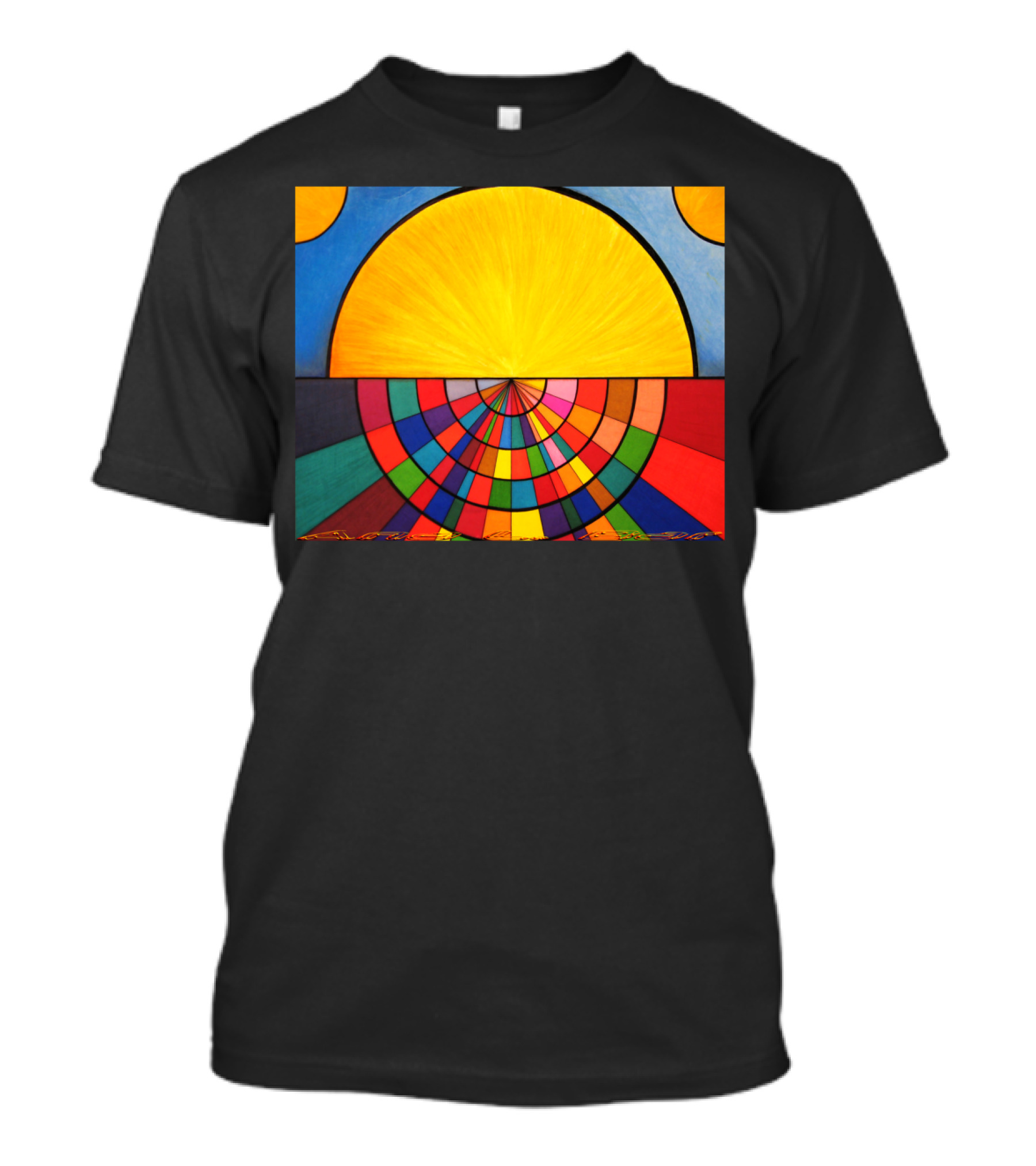Dawn In A Digital Age Colorful Geometric Sunburst Composition T-Shirt