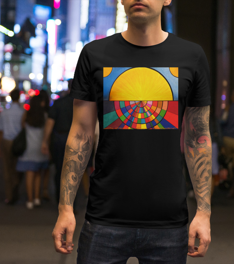 Dawn In A Digital Age Colorful Geometric Sunburst Composition T-Shirt