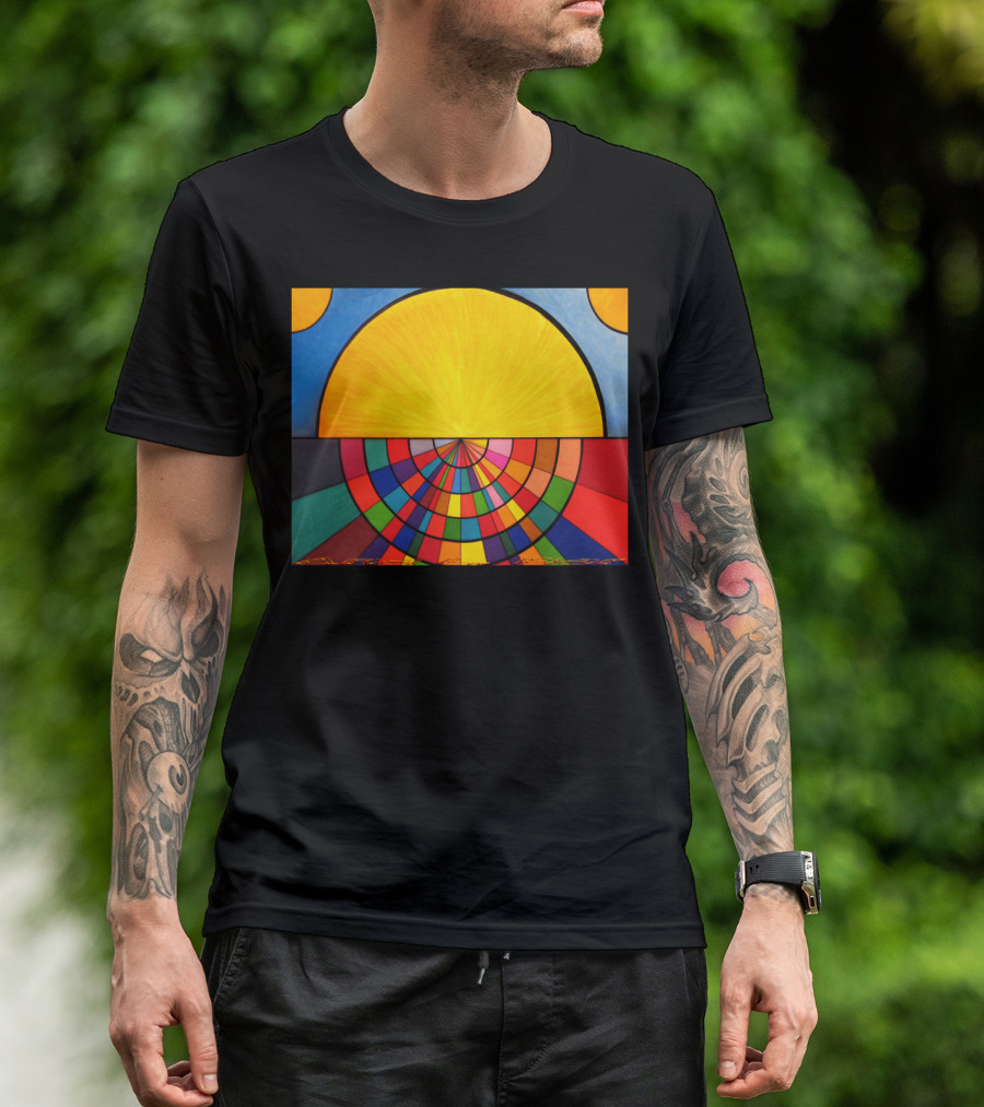 Dawn In A Digital Age Colorful Geometric Sunburst Composition T-Shirt