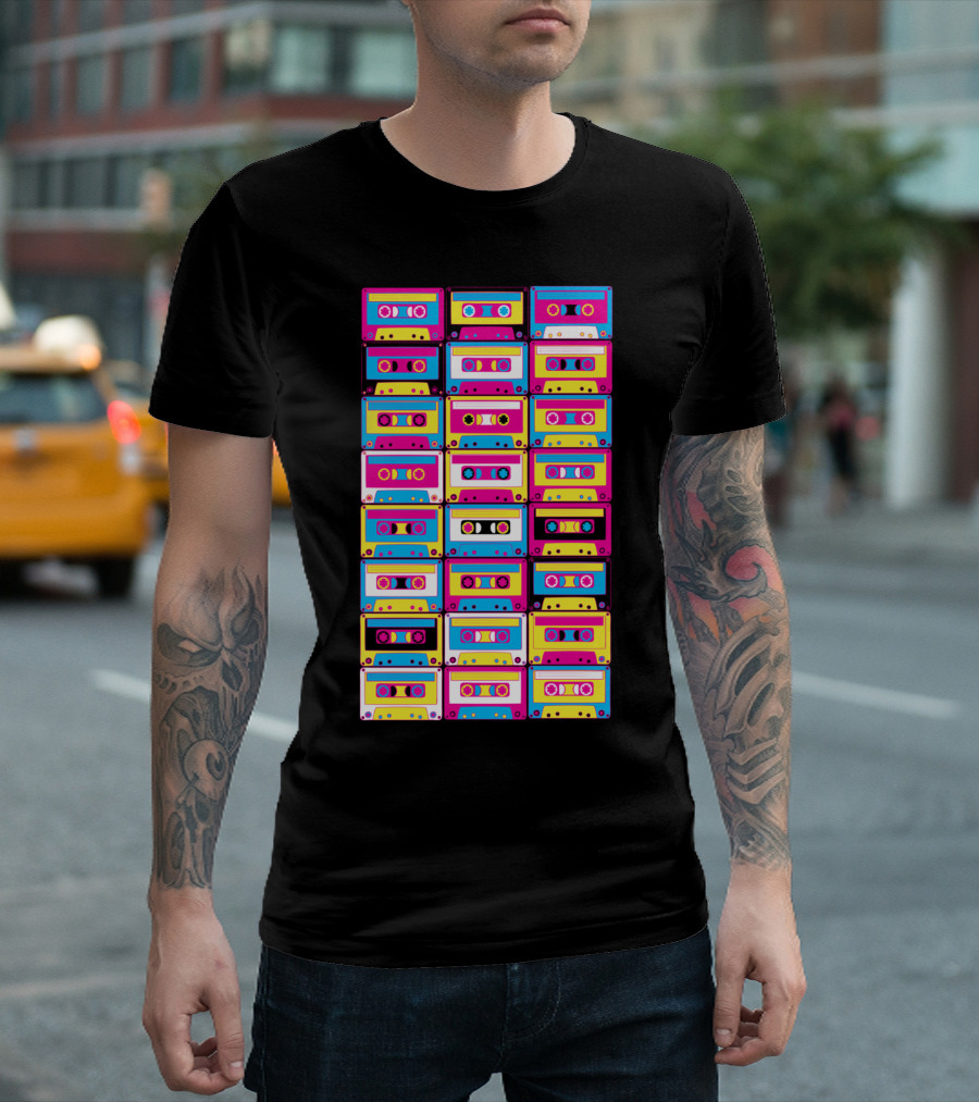 Cassette Tape CMYK Retro Block T-Shirt