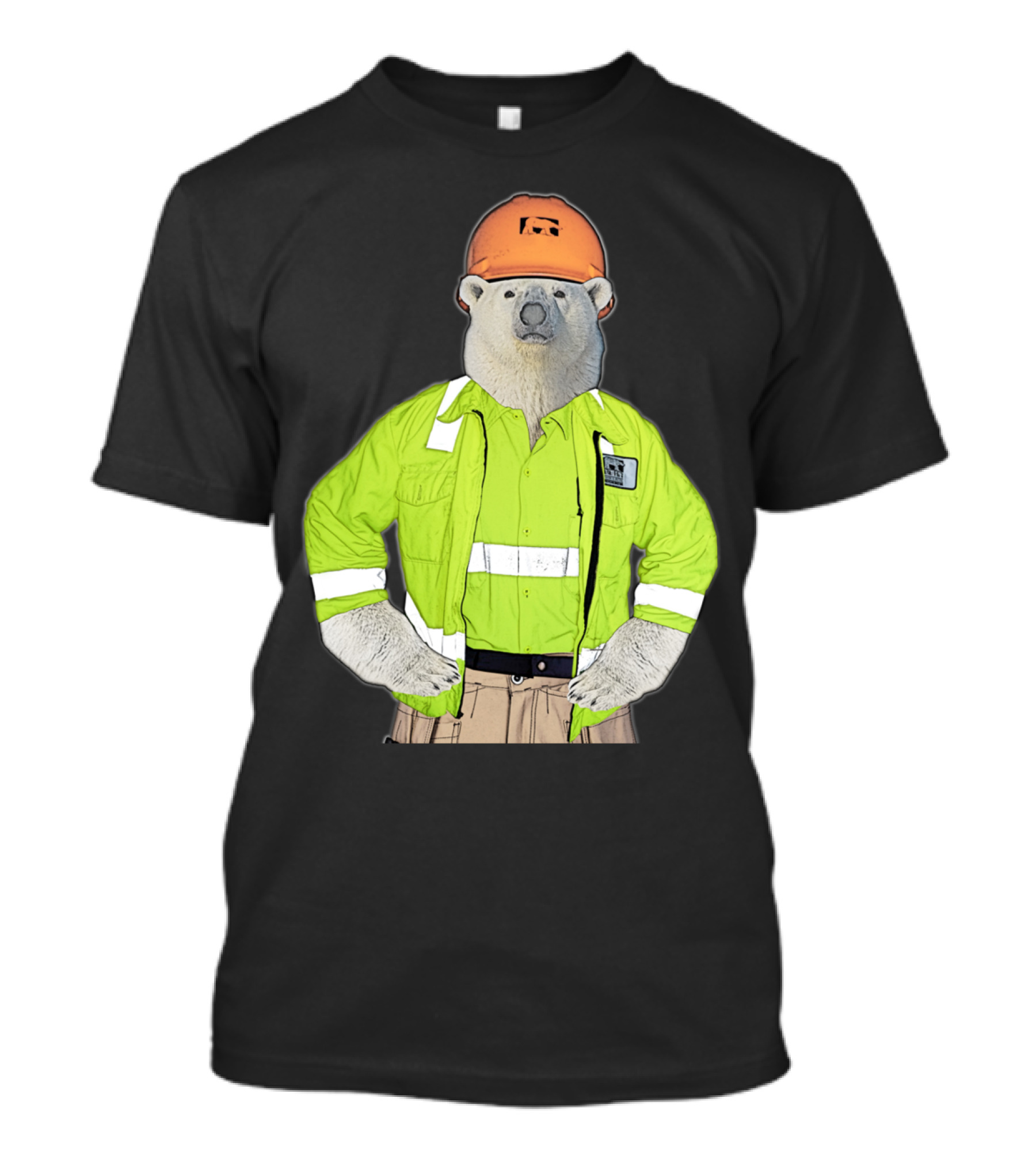 Construction Safety Bear In High-Visibility Gear With Hard Hat T-Shirt