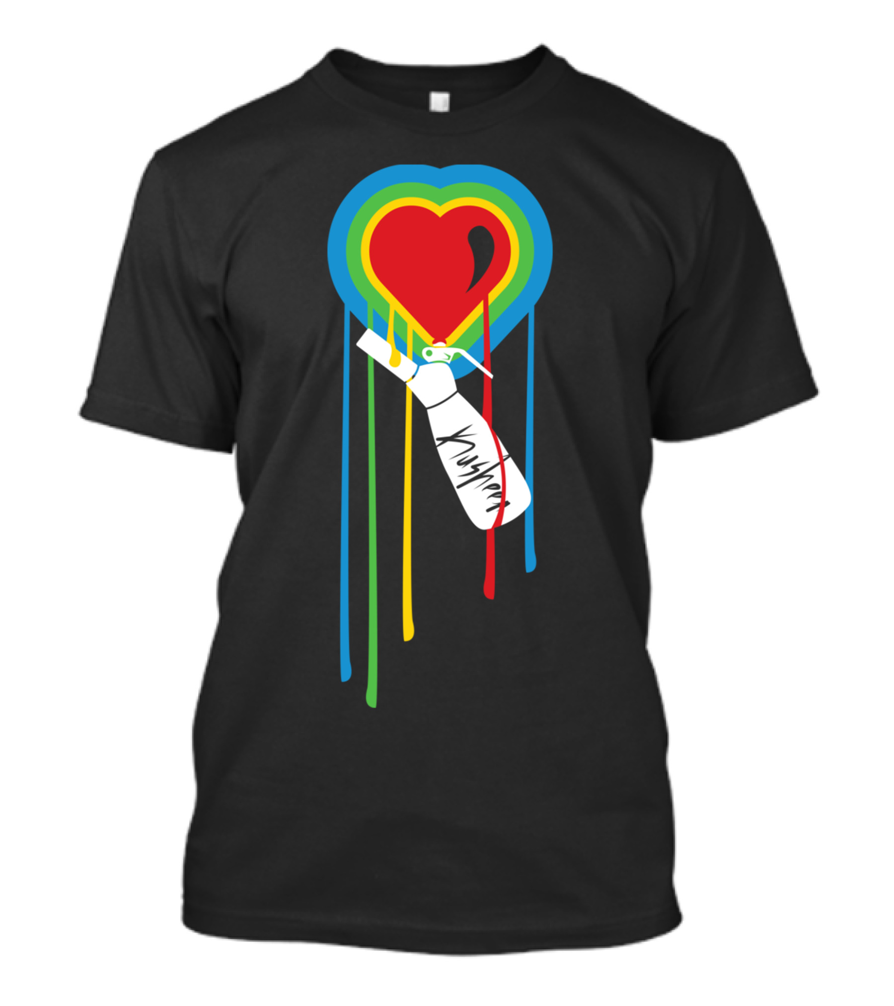 Womp Heart Rainbow Layers With Paint Can Signature Dripping T-Shirt