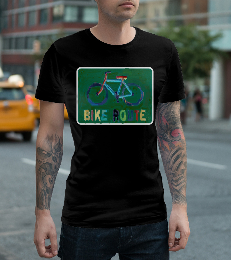 Bike Route Bicycle Colorful Sign T-Shirt