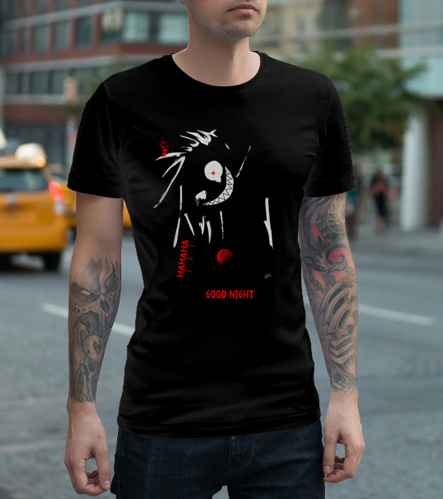 FEAR Hahaha Good Night Red Moon Horror T-Shirt