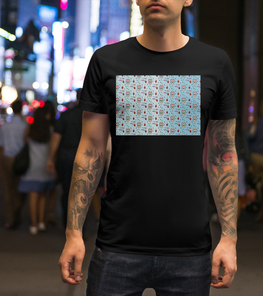 Day Of The Dead Sugar Skulls And Hearts T-Shirt