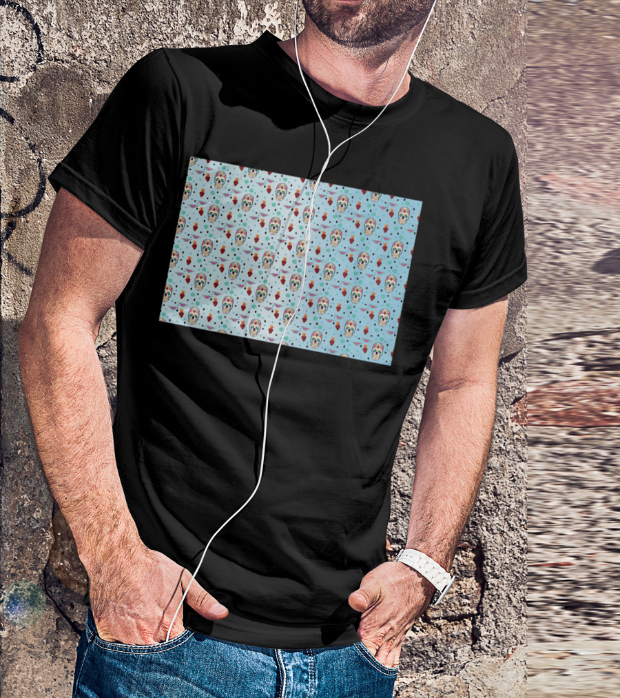 Day Of The Dead Sugar Skulls And Hearts T-Shirt