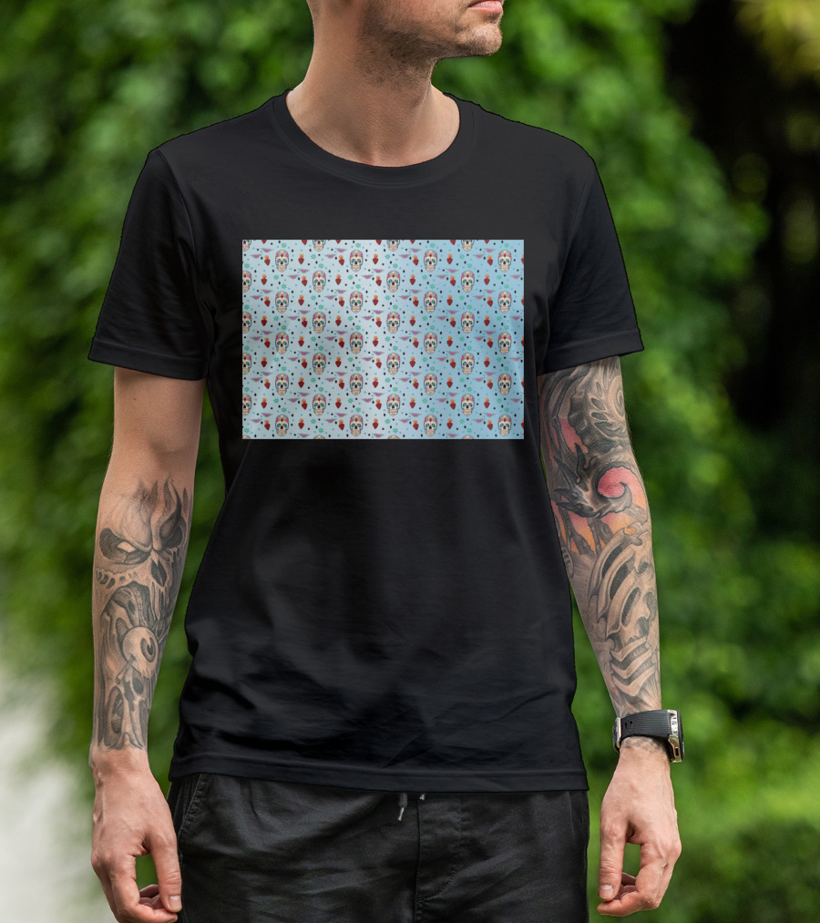 Day Of The Dead Sugar Skulls And Hearts T-Shirt