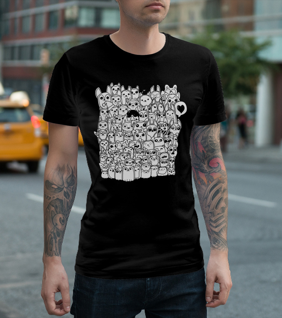 Huskies Cartoon Characters Doodle T-Shirt