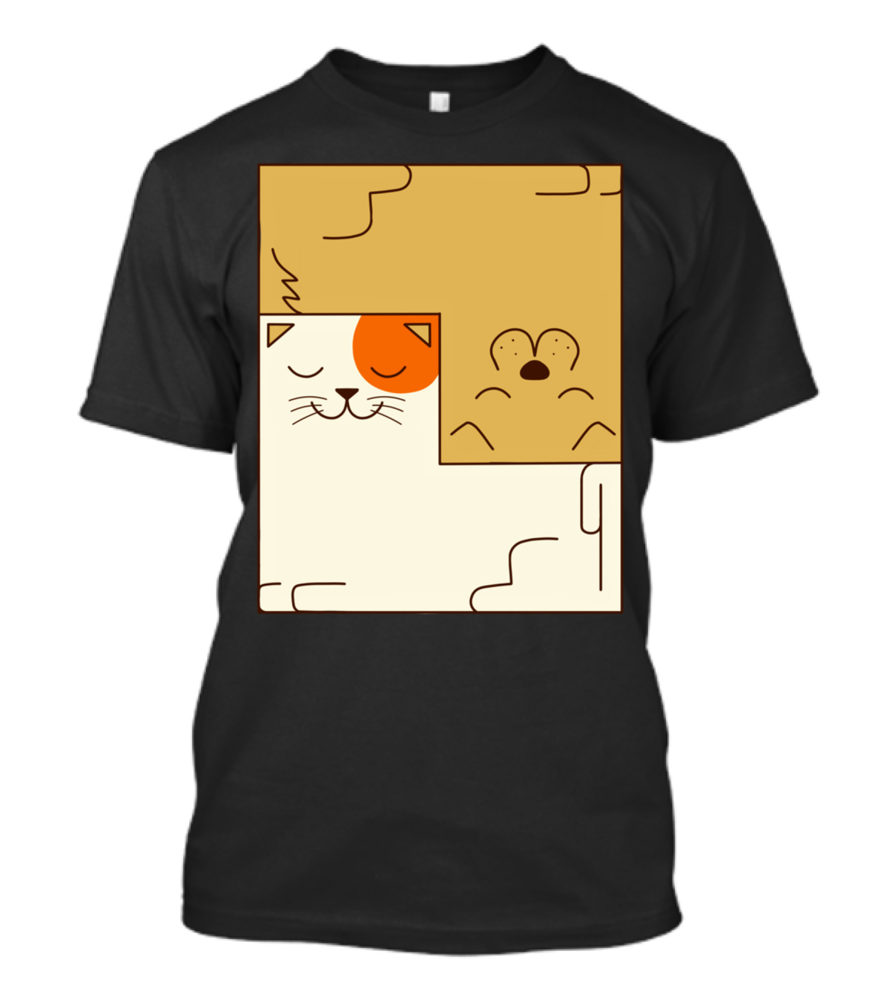 Cat And Dog Minimalist Puzzle Grid T-Shirt