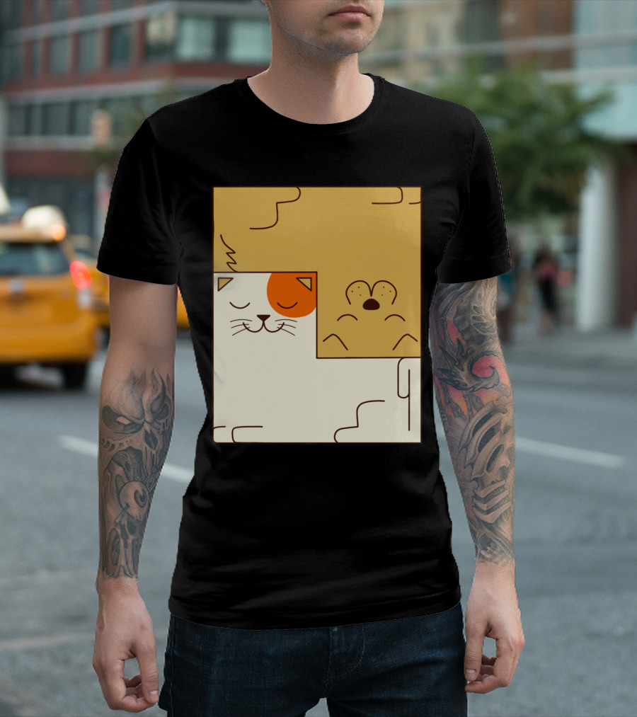 Cat And Dog Minimalist Puzzle Grid T-Shirt