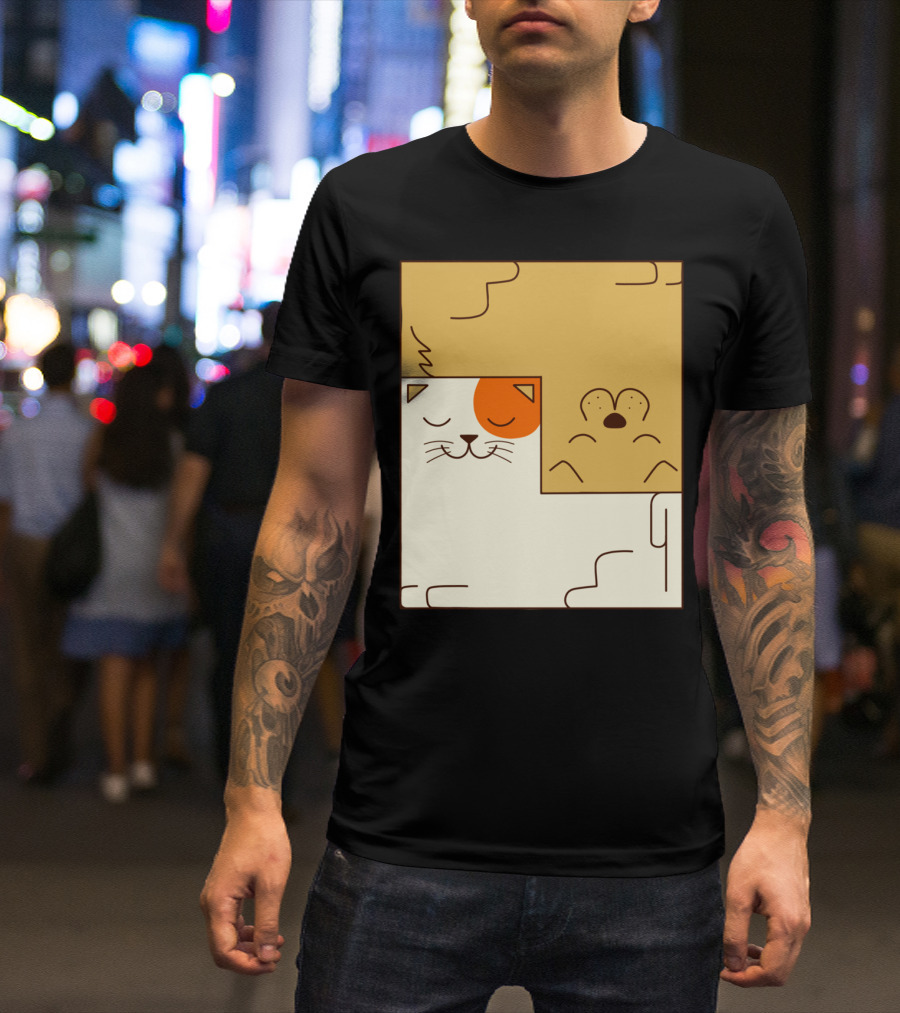 Cat And Dog Minimalist Puzzle Grid T-Shirt