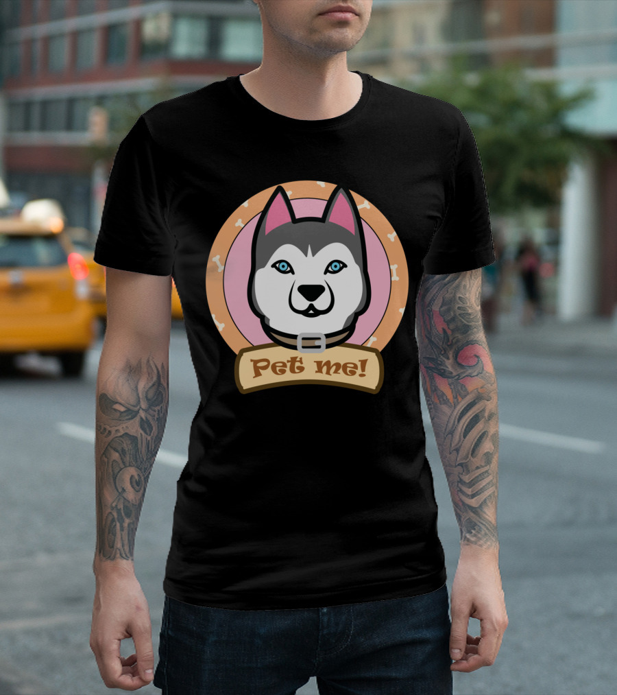 Husky Pet Me Bone Circle T-Shirt
