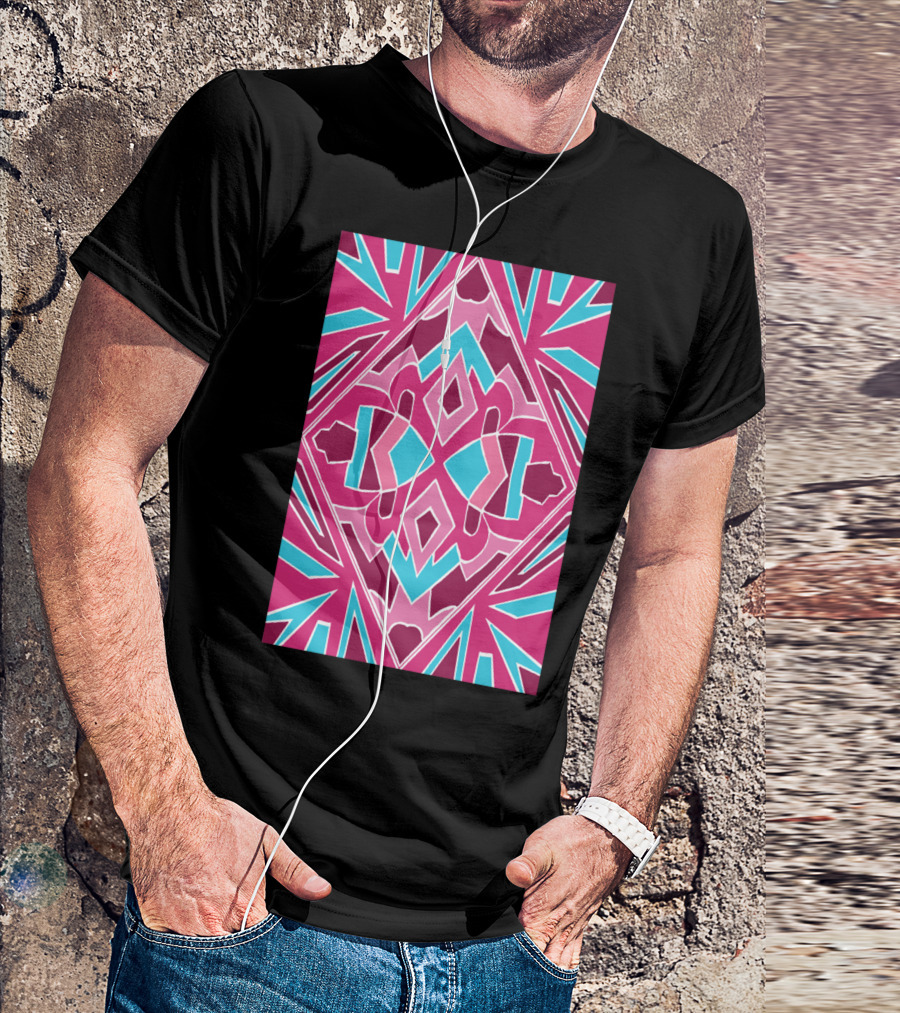 Pink And Blue Geometric Shield T-Shirt