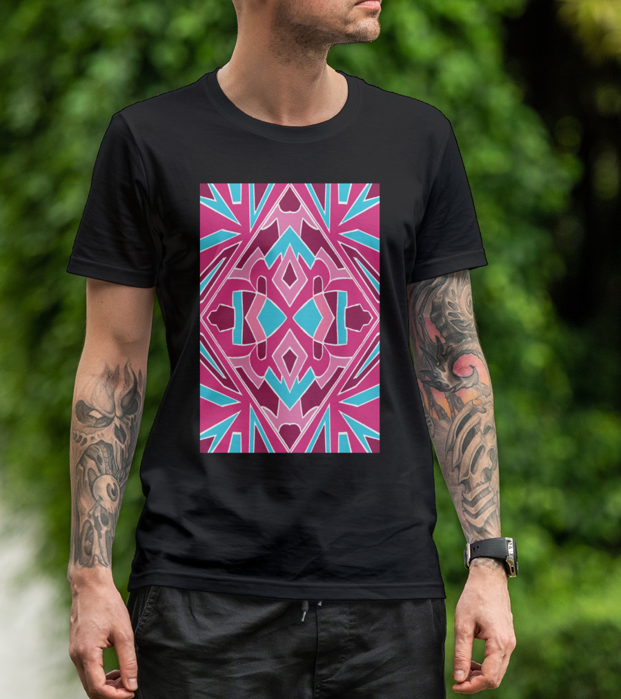 Pink And Blue Geometric Shield T-Shirt