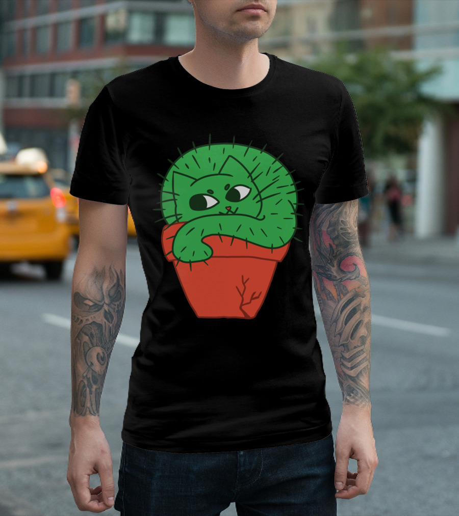 CAT CUS Cactus Cat In Pot T-Shirt
