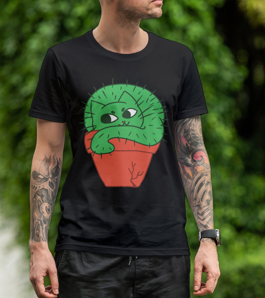 CAT CUS Cactus Cat In Pot T-Shirt